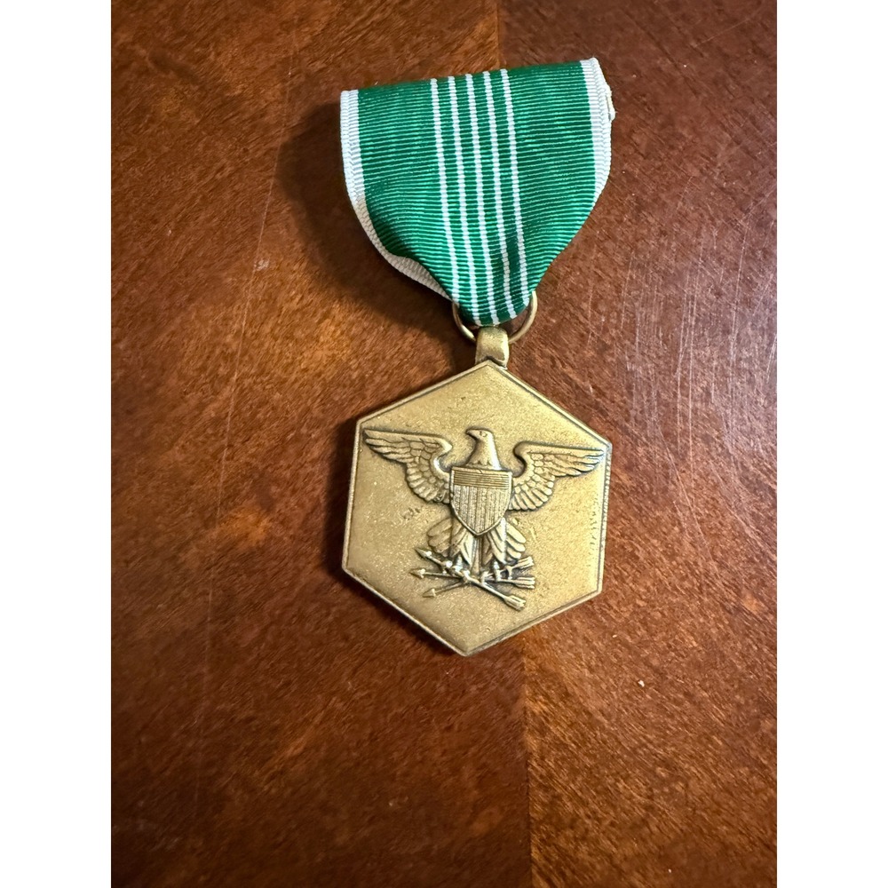 US Army Commendation Medal For Military Merit Bronze Eagle Green White Ribbon